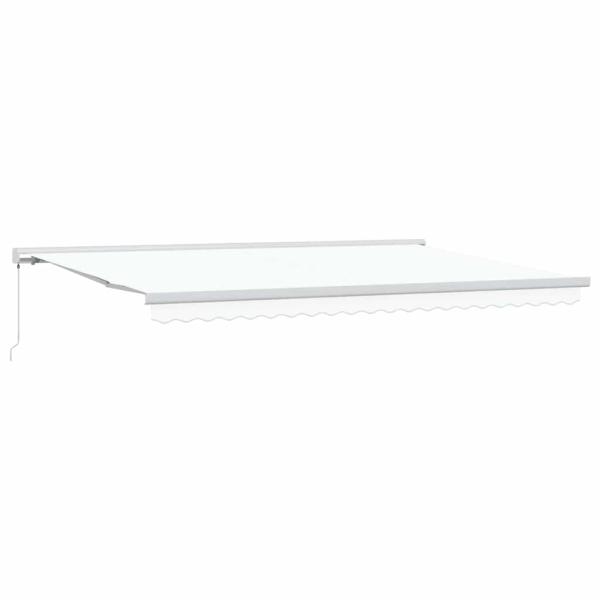 Einziehbare Markise Weiß 500 x 300 cm Stoff und Metall