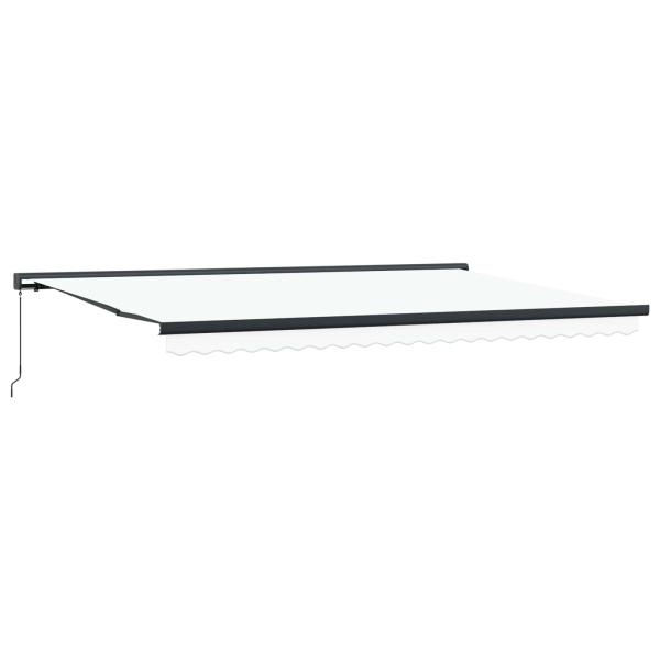 Einziehbare Markise Weiß 500 x 300 cm Stoff und Metall
