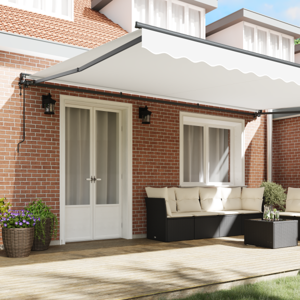 Markisenrahmen Weiß 500 x 300 cm Polyester mit PU-Beschichtung