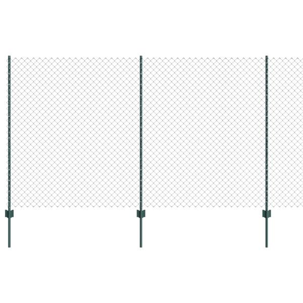 Zaun mit Pfosten Grün 1,4 x 10 m Stahl und PVC