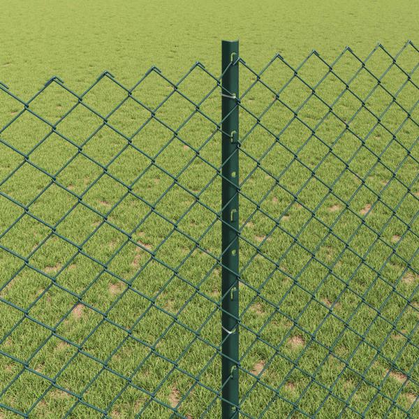 Zaun mit Pfosten Grün 1,4 x 10 m Stahl und PVC
