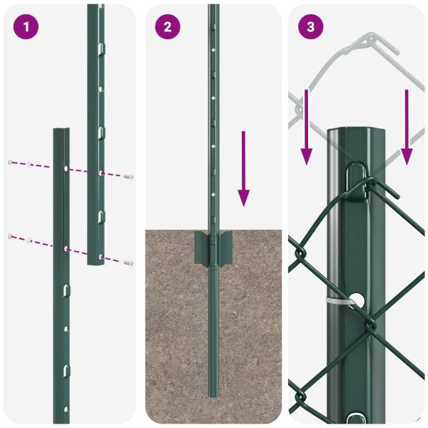 Zaun mit Pfosten Grün 1,4 x 10 m Stahl und PVC