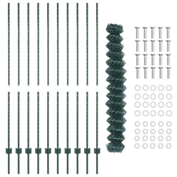 Maschendrahtzaun mit Pfosten 10 x 1,6 m PVC-beschichteter Stahl