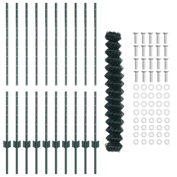 Maschendrahtzaun mit Pfosten 10 x 1,2 m PVC-beschichteter Stahl