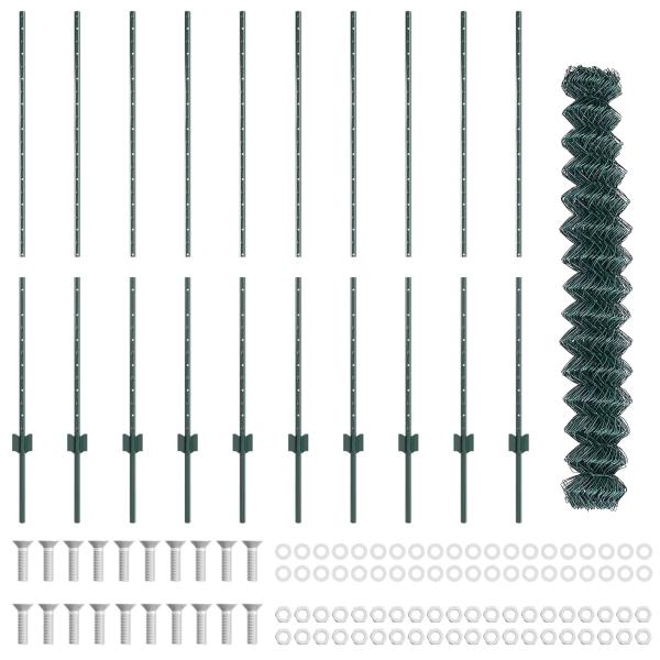 Maschendrahtzaun mit Pfosten 10 x 1,4 m PVC-beschichteter Stahl