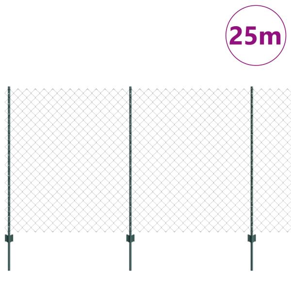 Maschendrahtzaun mit Pfosten 25 x 1,4 m PVC-beschichteter Stahl