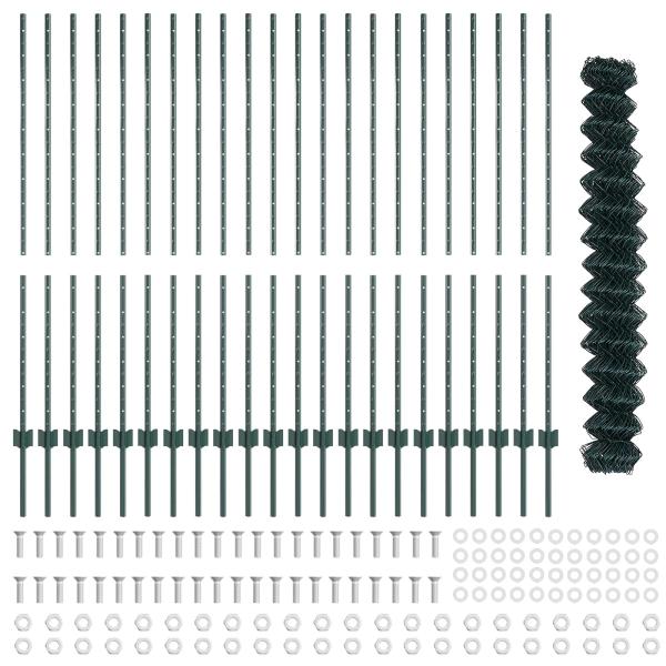 Maschendrahtzaun mit Pfosten 25 x 1,4 m PVC-beschichteter Stahl