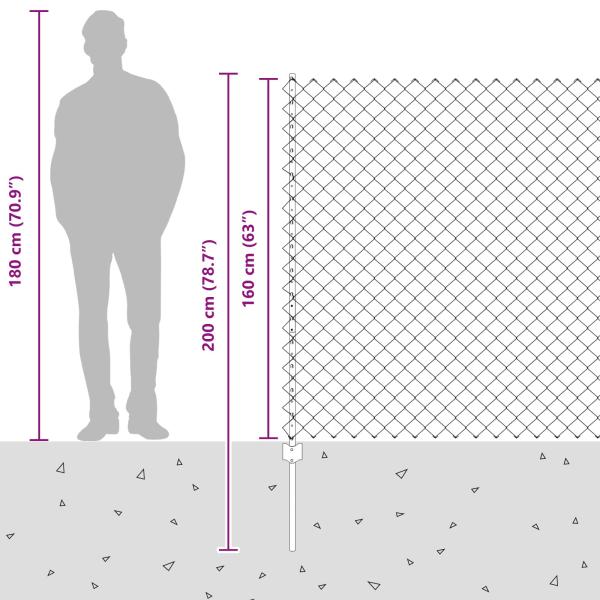 Zaun mit Pfosten Grün 1.6 x 25 m Stahl und PVC