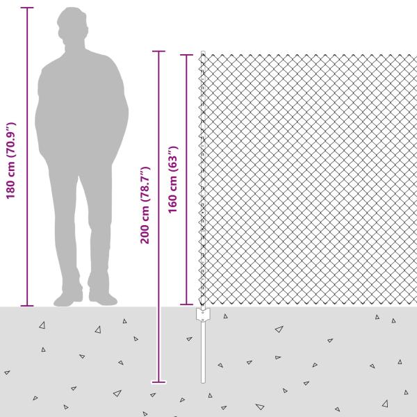 Maschendrahtzaun mit Pfosten 10 x 1,6 m PVC-beschichteter Stahl