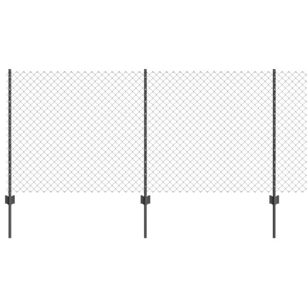 Zaun mit Pfosten Grau 1 x 25 m Stahl und PVC