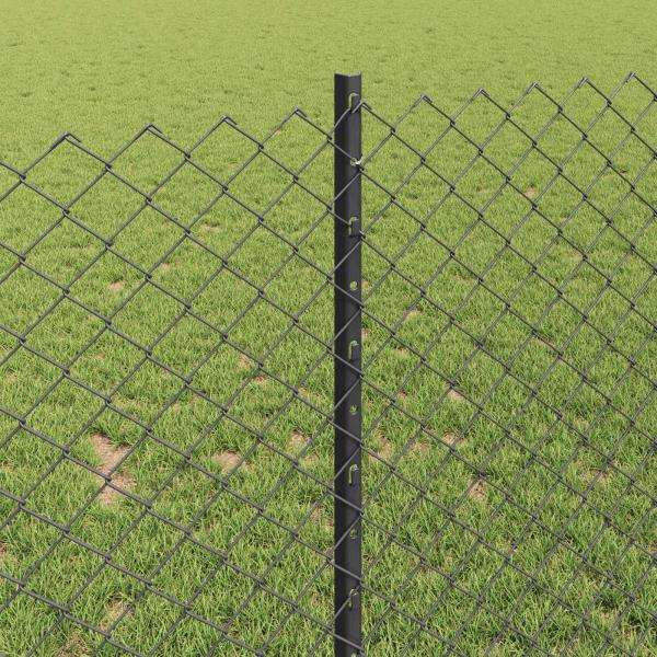 Zaun mit Pfosten Grau 1 x 25 m Stahl und PVC