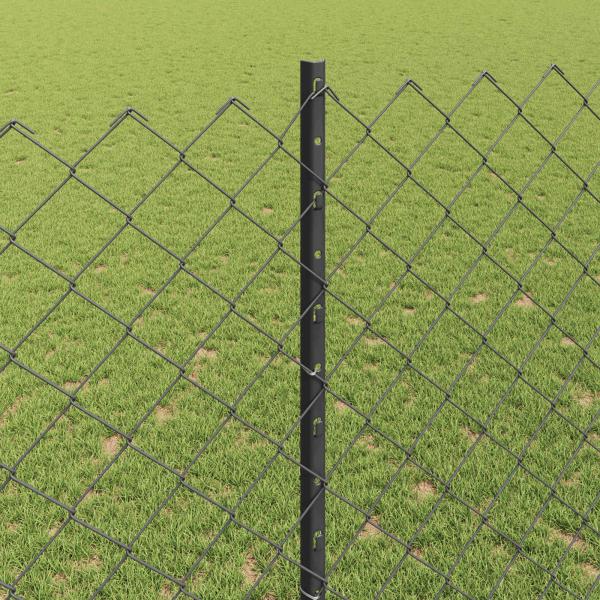 Zaun mit Pfosten Grau 1,4 x 25 m Stahl und PVC