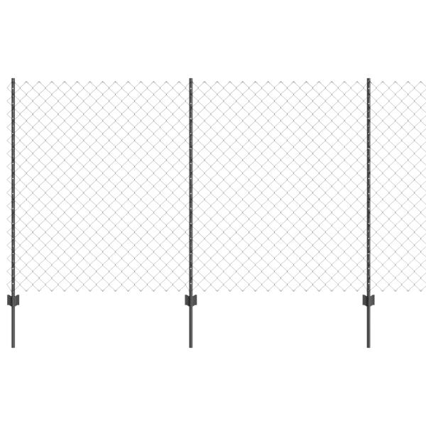 Zaun mit Pfosten Grau 1,4 x 25 m Stahl und PVC