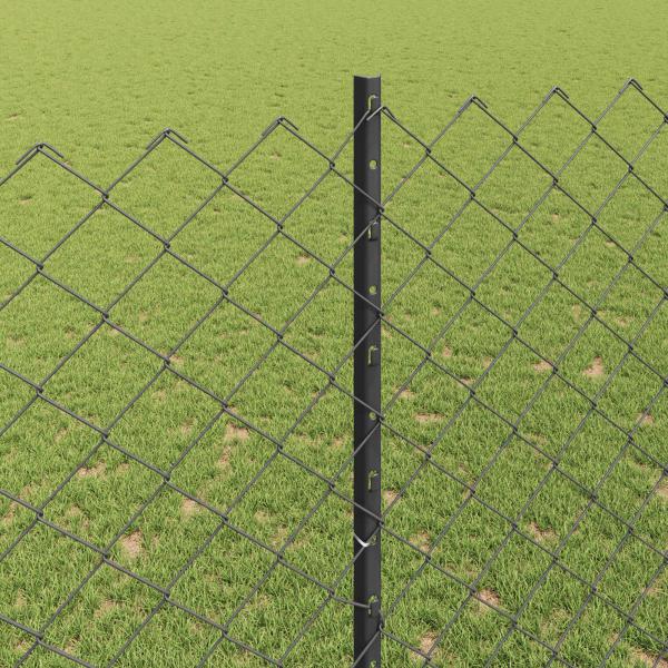 Maschendrahtzaun mit Pfosten 25 x 1,5 m Verzinkter Stahl Grau