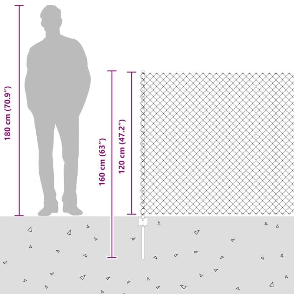 Zaun mit Pfosten Silber 1,2 x 10 m Stahl