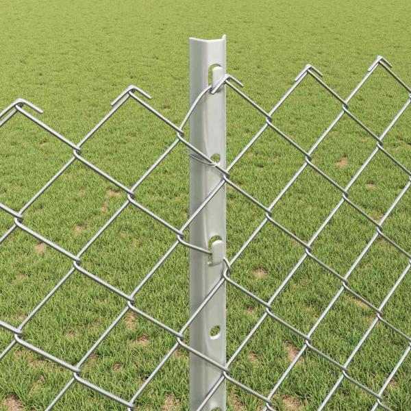 Zaun mit Pfosten Silber 1,2 x 10 m Stahl
