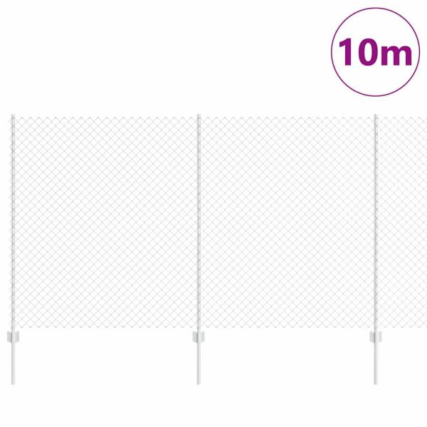 Maschendrahtzaun mit Pfosten 10 x 1,4 m Verzinkter Stahl Silber