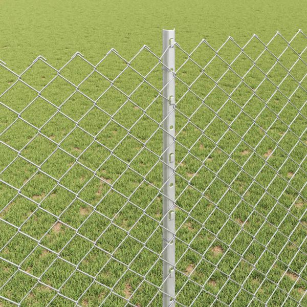 Maschendrahtzaun mit Pfosten 10 x 1,4 m Verzinkter Stahl Silber