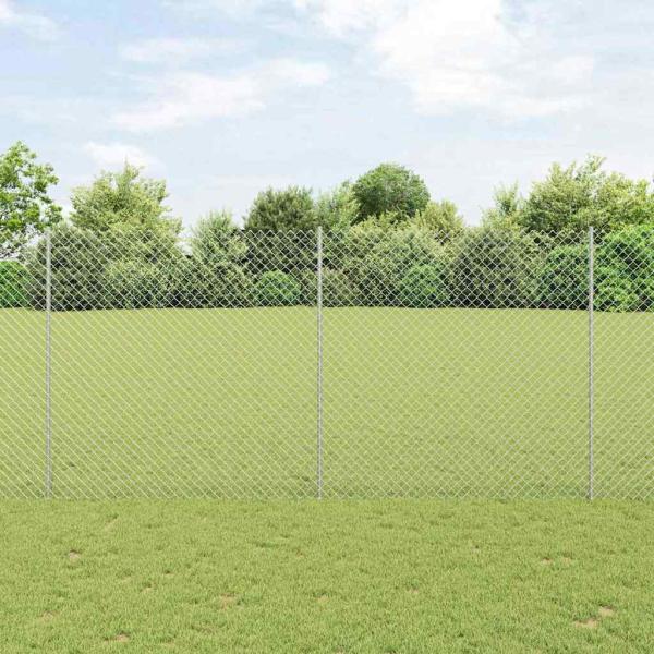 Zaun mit Pfosten Silber 1,5 x 10 m Stahl