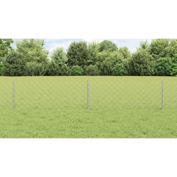 Zaun mit Pfosten Silber 0,4 x 10 m Stahl