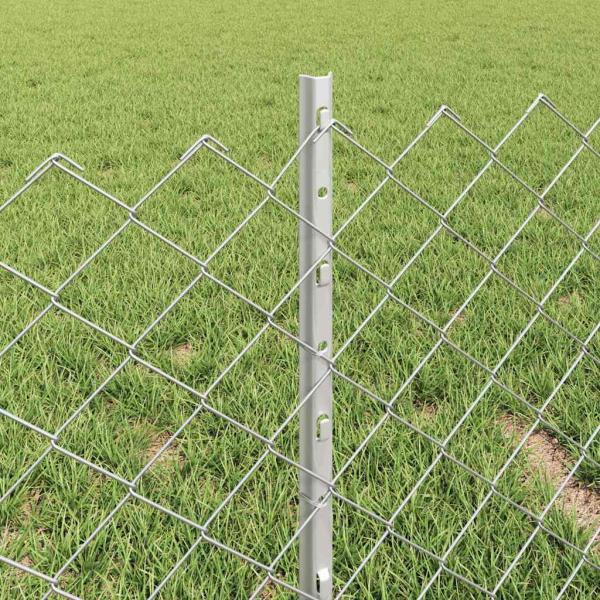 Zaun mit Pfosten Silber 0,4 x 10 m Stahl