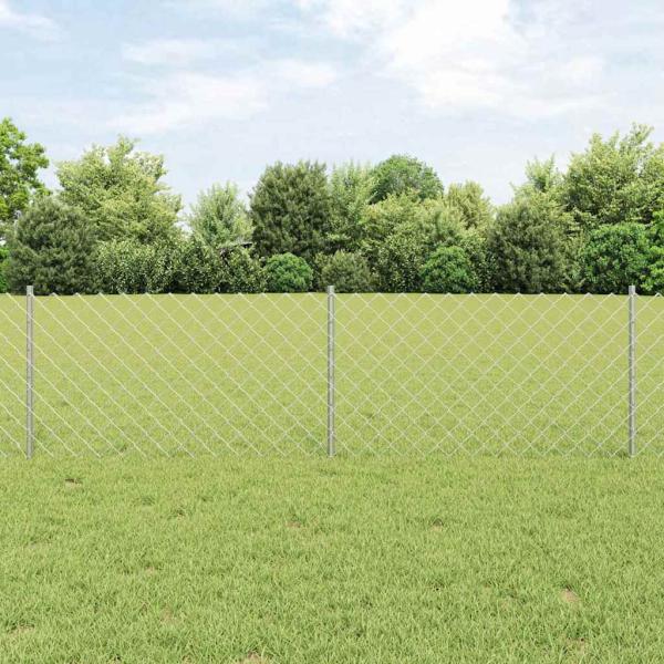 ARDEBO.de - Maschendrahtzaun mit Pfosten 10 x 0,6 m Verzinkter Stahl Silber