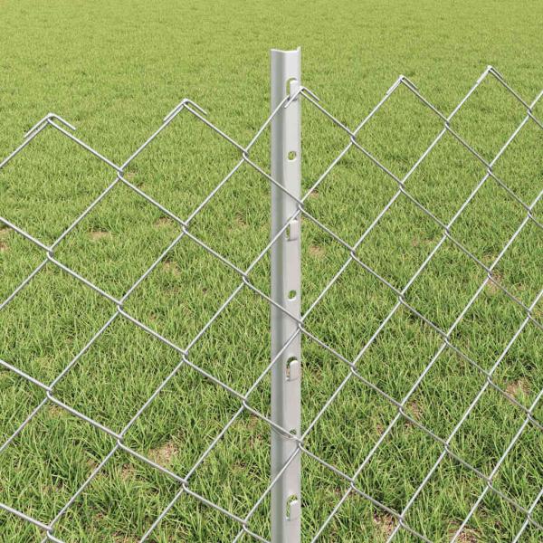 Maschendrahtzaun mit Pfosten 10 x 0,6 m Verzinkter Stahl Silber