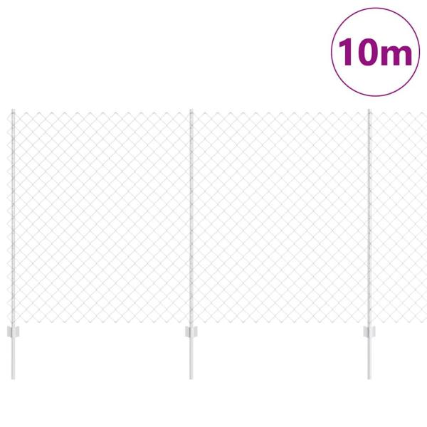 Zaun mit Pfosten Silber 1,4 x 10 m Stahl