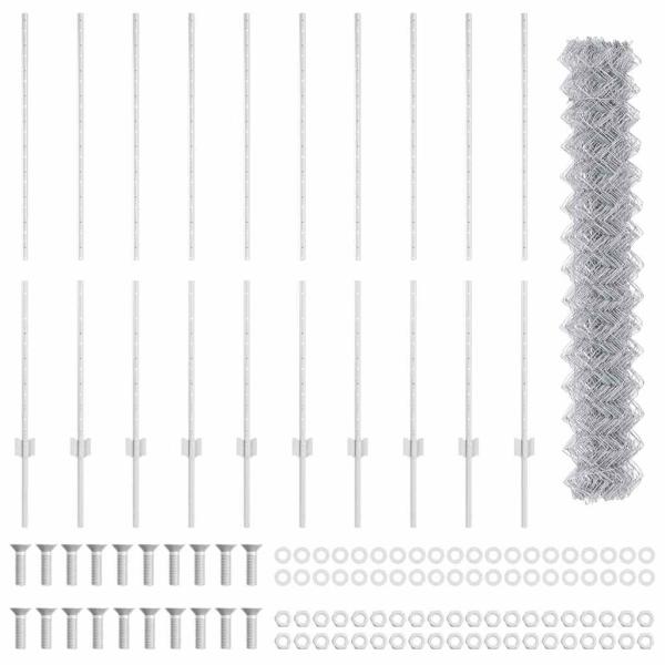 Zaun mit Pfosten Silber 1,4 x 10 m Stahl