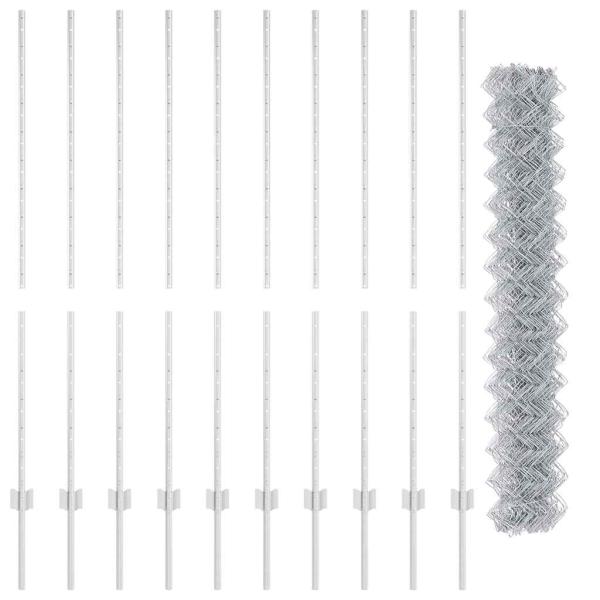 Zaun mit Pfosten Silber 1,4 x 10 m Stahl