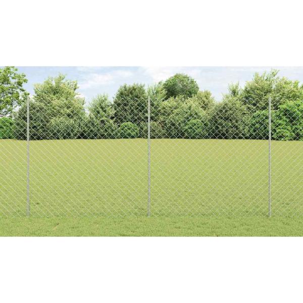 Zaun mit Pfosten Silber 1,5 x 10 m Stahl