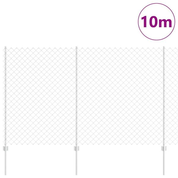 Zaun mit Pfosten Silber 1,6 x 10 m Stahl