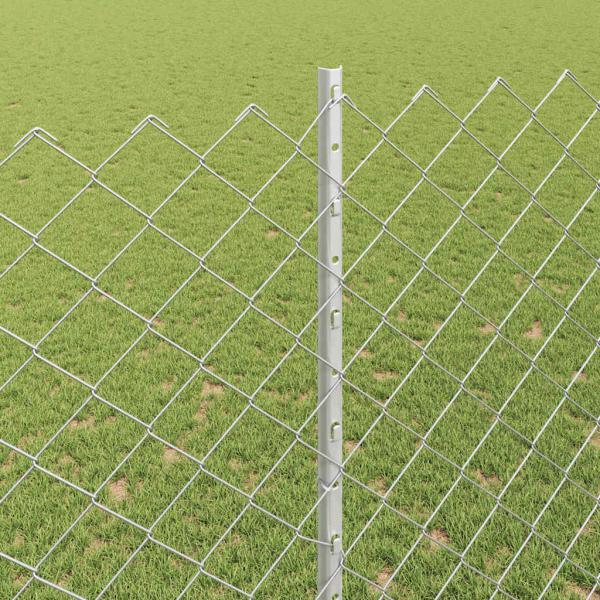 Zaun mit Pfosten Silber 1,6 x 10 m Stahl
