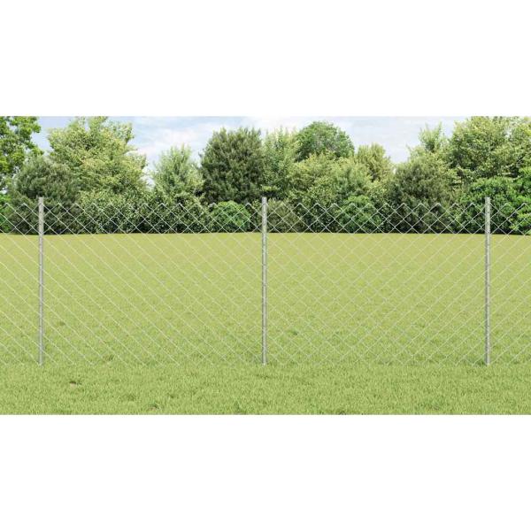 Zaun mit Pfosten Silber 0,8 x 25 m Stahl