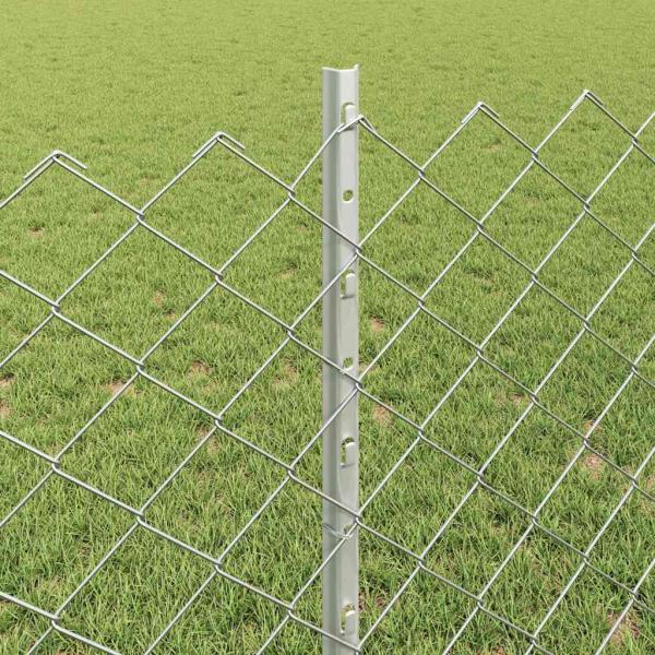 Zaun mit Pfosten Silber 0,8 x 25 m Stahl
