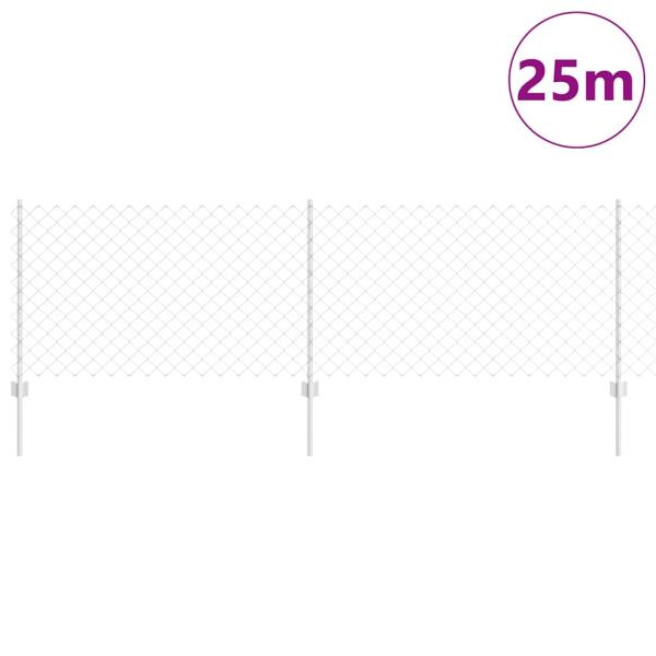 Zaun mit Pfosten Silber 0,8 x 25 m Stahl