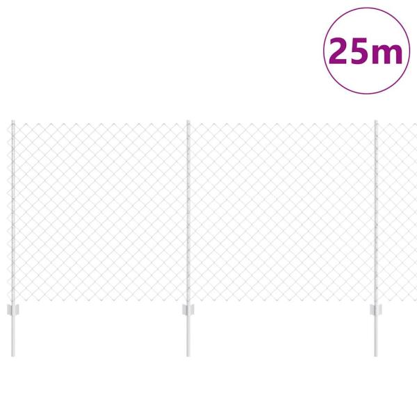 Zaun mit Pfosten Silber 1,2 x 25 m Stahl