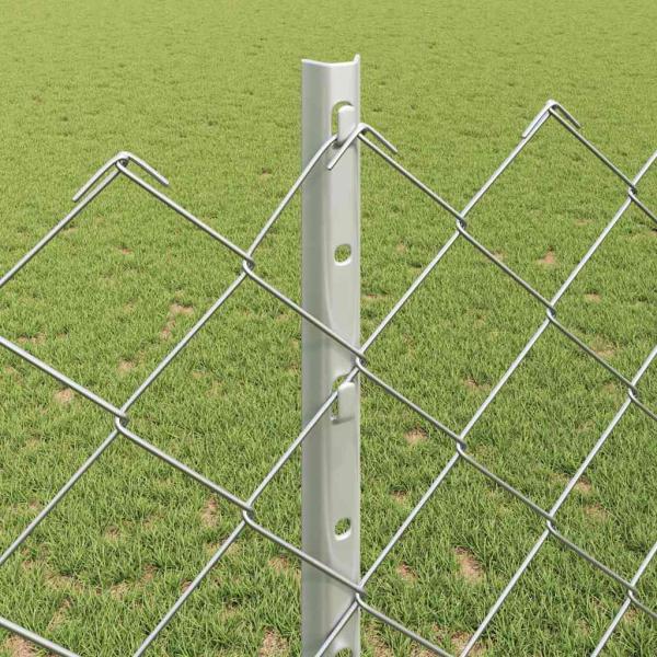 Zaun mit Pfosten Silber 1,2 x 25 m Stahl