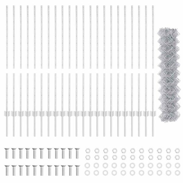 Zaun mit Pfosten Silber 1,2 x 25 m Stahl