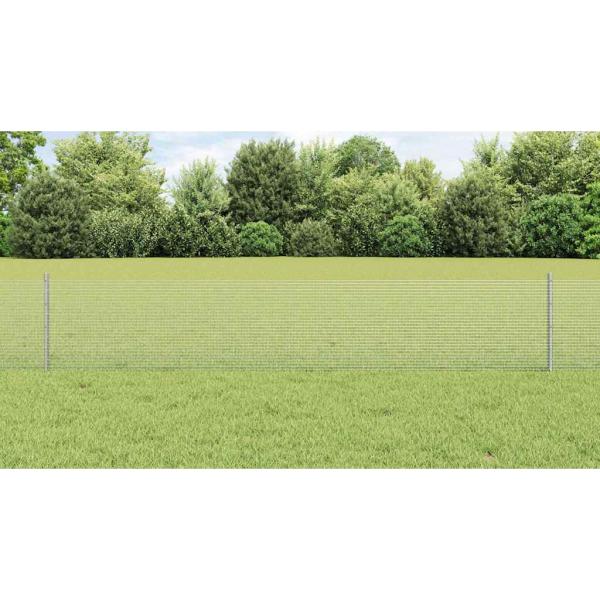 Zaun mit Pfosten Silber 0,4 x 10 m Stahl