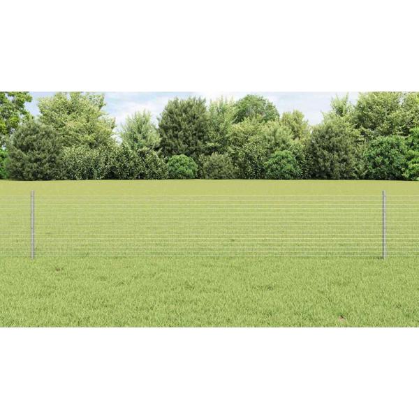 Zaun mit Pfosten Silber 0,4 x 10 m Stahl
