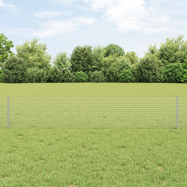 Zaun mit Pfosten Silber 0,4 x 10 m Stahl