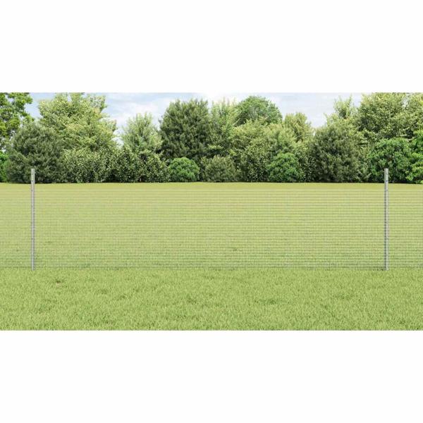 Zaun mit Pfosten Silber 0,5 x 10 m Stahl