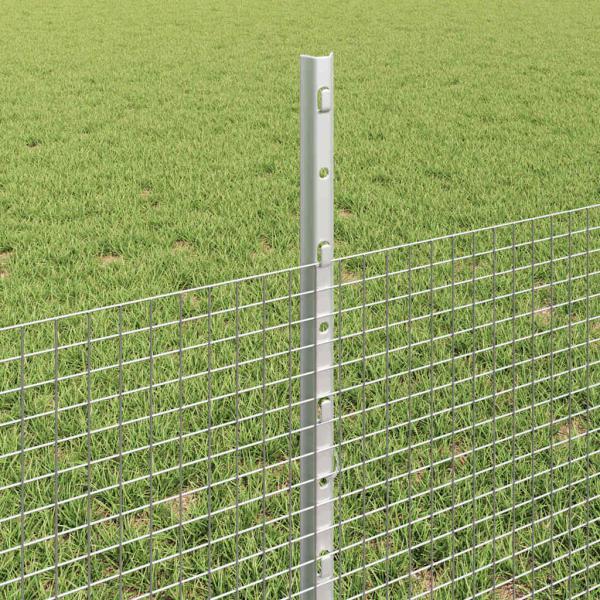 Zaun mit Pfosten Silber 0,5 x 10 m Stahl