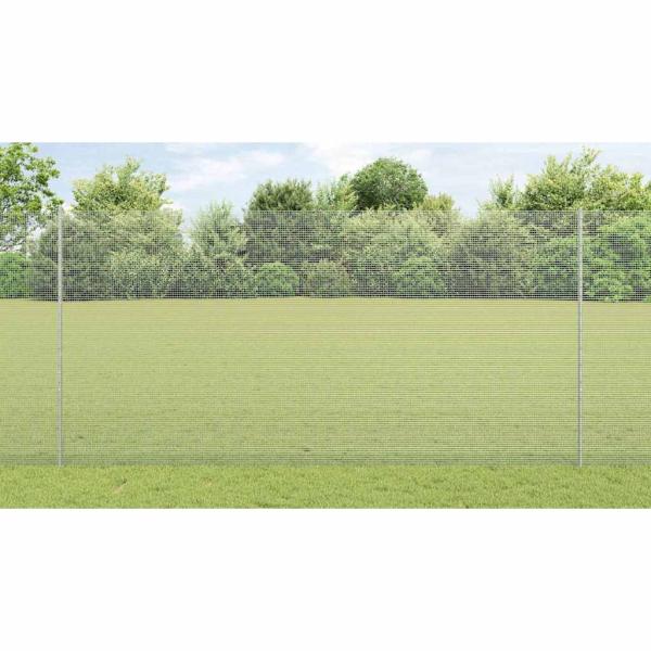 Zaun mit Pfosten Silber 1,5 x 10 m Stahl