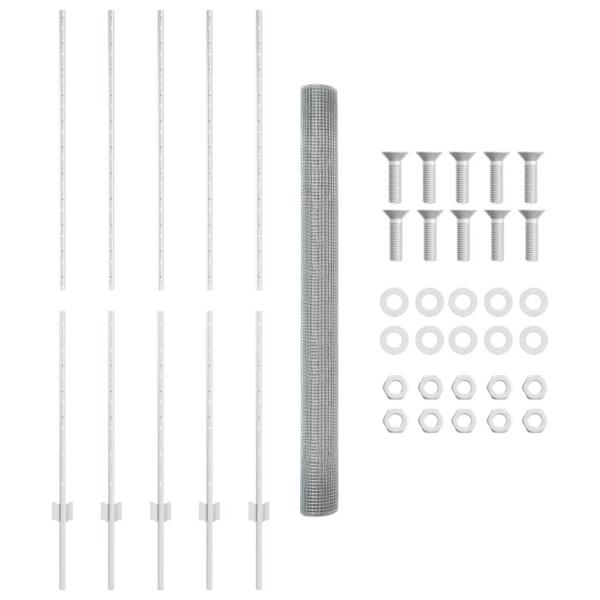 Zaun mit Pfosten Silber 1,5 x 10 m Stahl