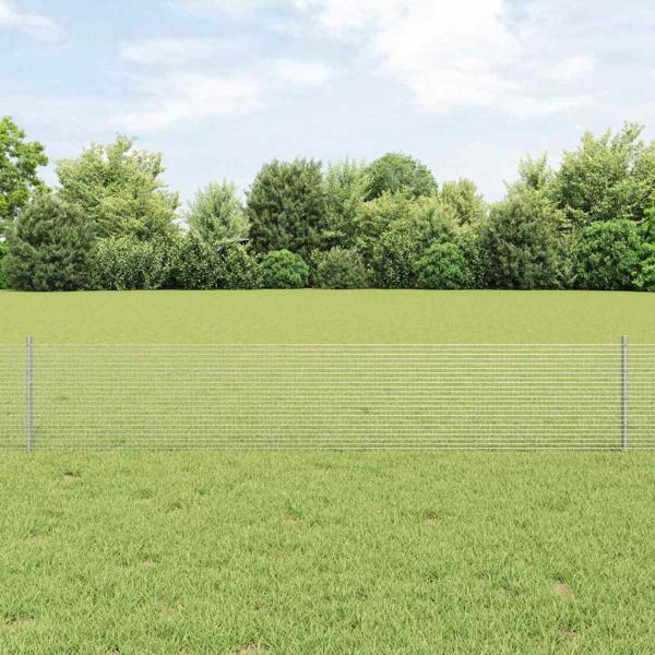 ARDEBO.de - Zaun mit Pfosten Silber 0,4 x 25 m Stahl