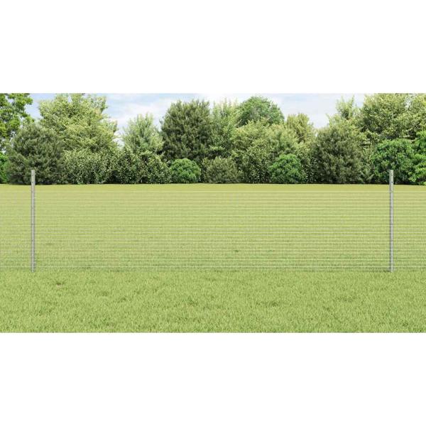 Zaun mit Pfosten Silber 0,5 x 25 m Stahl