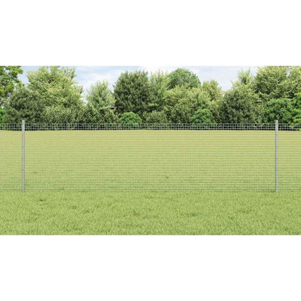 Zaun mit Pfosten Silber 0,6 x 25 m Stahl