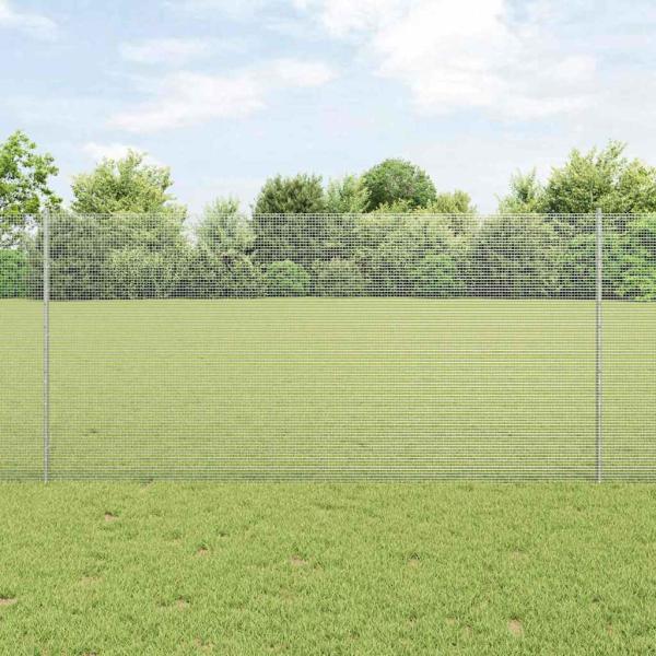 ARDEBO.de - Zaun mit Pfosten Silber 1,2 x 25 m Stahl